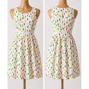 Tulip B Chili Pepper Print Dress Womens L White Fit Flare Novelty Sundress NWT